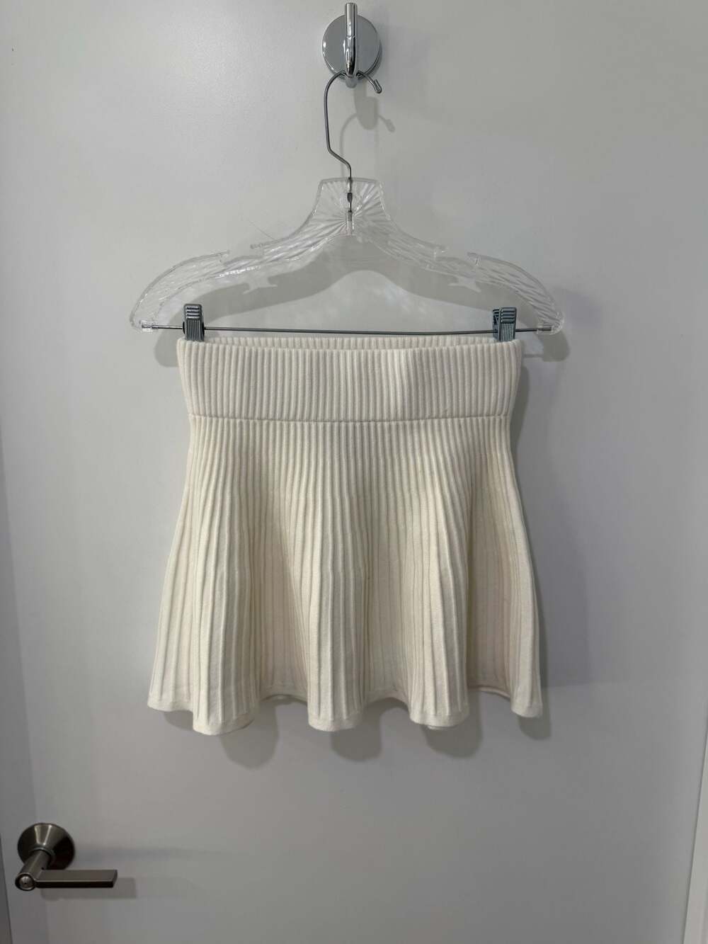 All The Ways Ribbed Knit Flared Skirt White XS